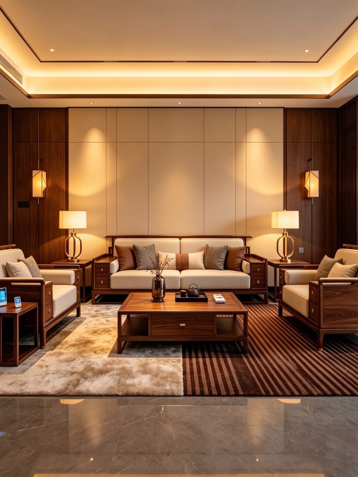 Bộ sofa óc chó tay hộp 5 món